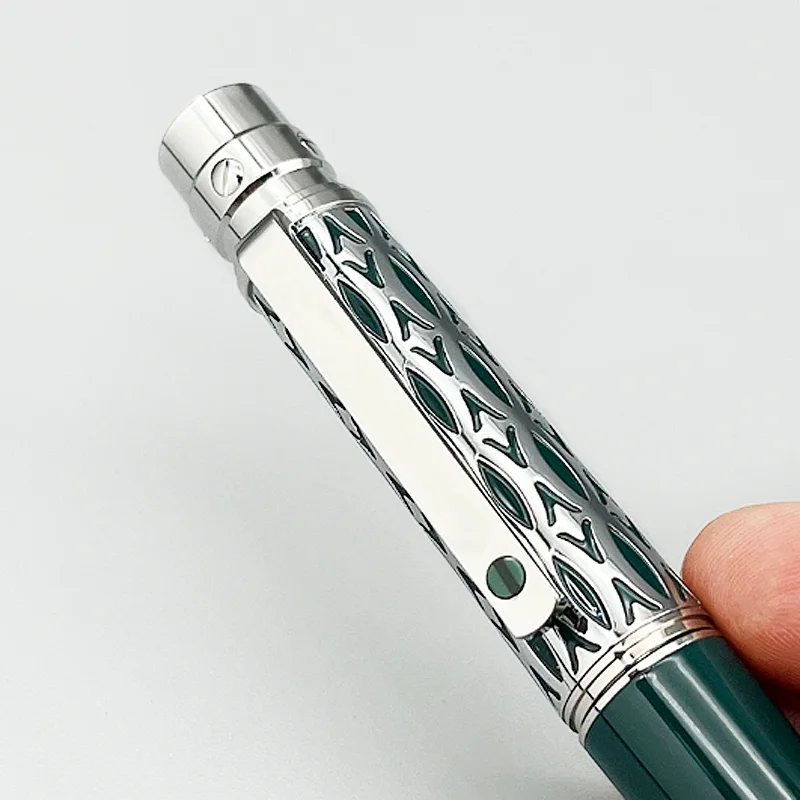 Imagem -04 - Agd-all Metal Roller Ball Pen Caneta Esferográfica com Número de Série Papelaria de Luxo Verde e Prata Barril Qualidade Superior Tct