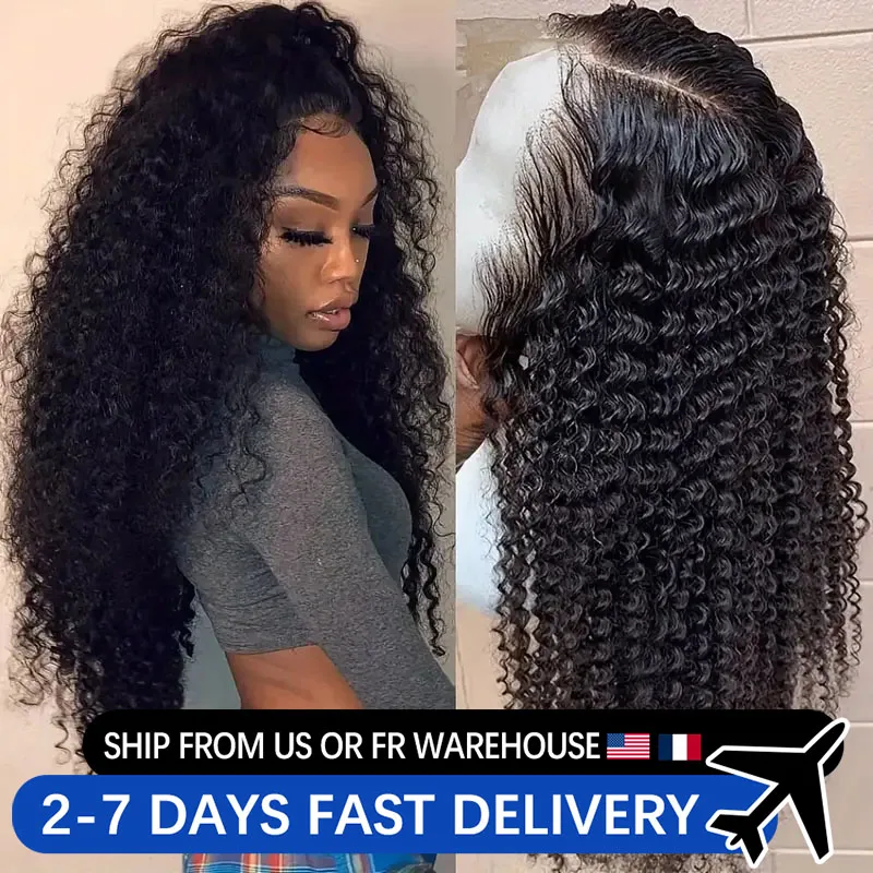 180% Density Deep Wave 13x4 Transparent Lace Front Brazilian Remy Human Hair 30 34 Inch HD Curly 13x6 Lace Frontal Wig For Women