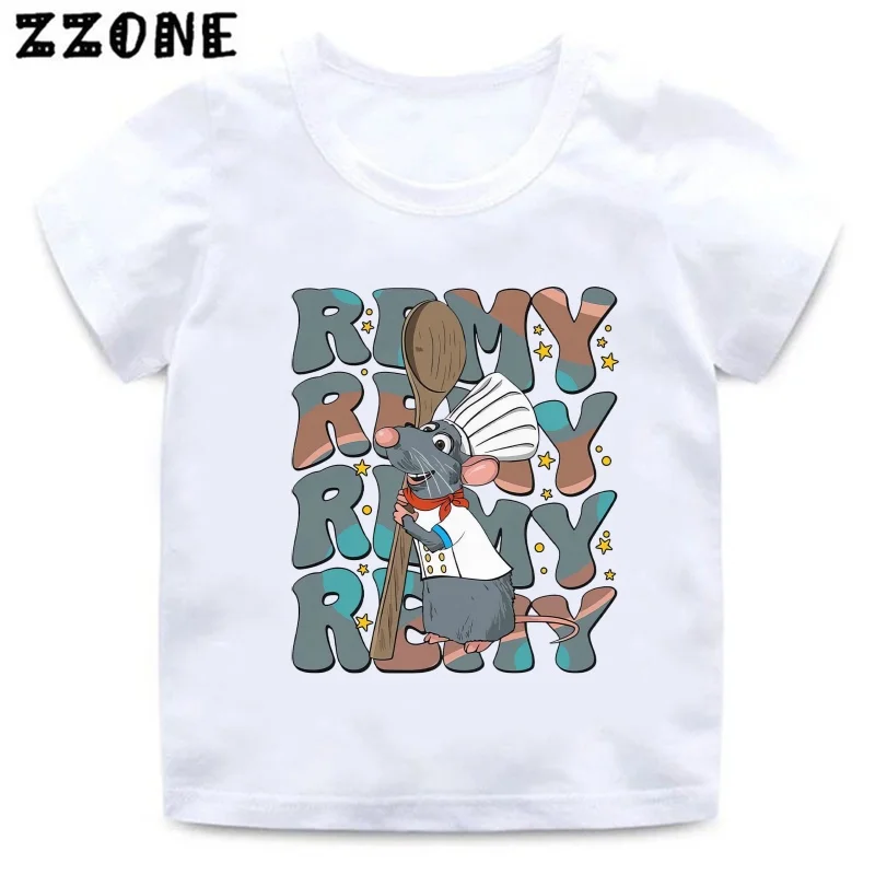 Ratatouille Remy Mouse Print Cartoon Kids T-Shirts Casual Cute Girls Clothes Baby Boys Short Sleeve T shirt Summer Children Tops