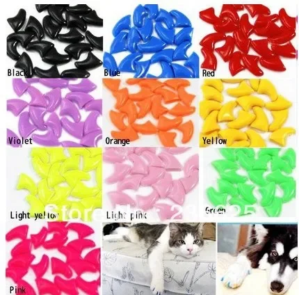 20 pcs/lot Pet Dog  Finger Grooming Floor Protect Pet Dog Nail Caps Claw Control Soft Paw Caps S ,M,L,XL,XL,XXL