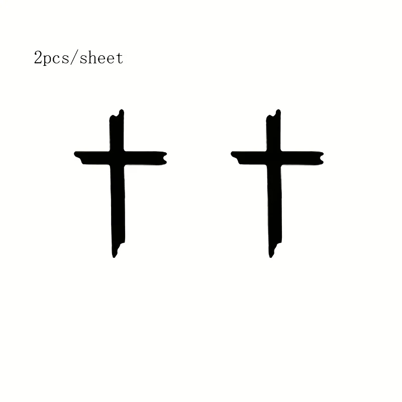 2Pcs Solid Cross Rearview Mirror Vinyl Sticker, Car Decor Decal