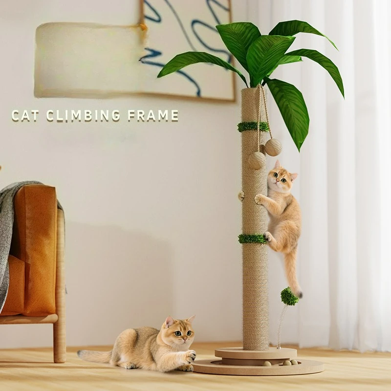 

Вертикальная когтеточка-столб для кошек, сизалевая, в форме кокосовой пальмы, для заточки когтей, вертикальная игрушка для кошек