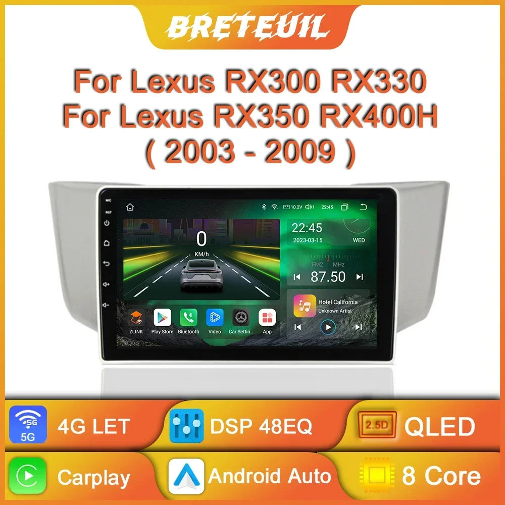 For Lexus RX300 RX330 RX350 RX400H 2003-2014 Android Car Radio Auto Stereo Multimedia Player GPS Navigation Carplay Touch Screen