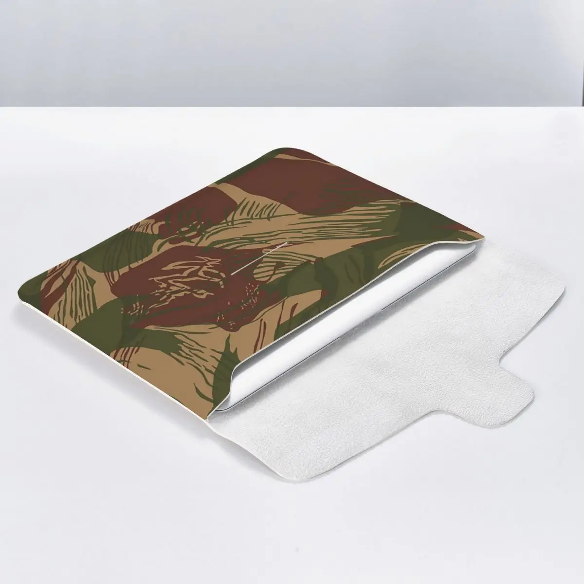 Rhodesian Brush Stroke Camouflage PU Leather Horizontal Laptop Sleeve Shockproof Soft Lining Notebook Case 13 Inch