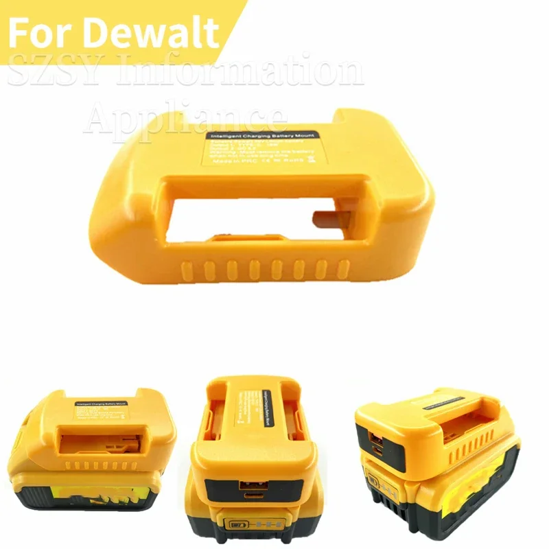 For Dewalt 18V 20V Li-ion Battery With USB Type-C Fast Charger USB Converter Rack Portable Battery Holder Power Bank Belt Buckle