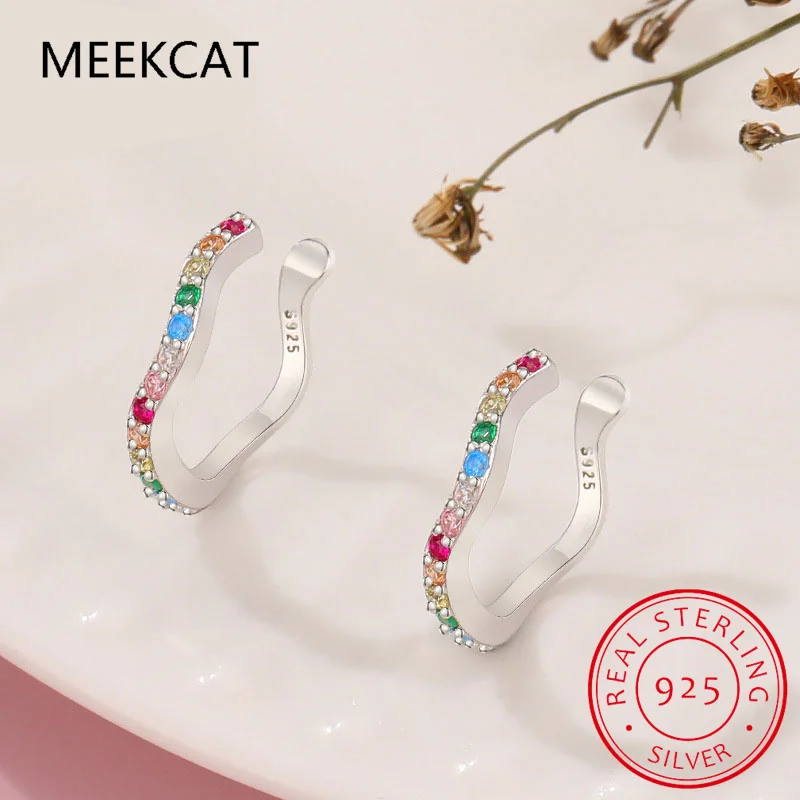 

925 Sterling Silver Garnet Amethyst Citrine Peridot Blue Topaz Rainbow Ear Cuff Clip Earring For Women Colorful Gemstone Jewelry