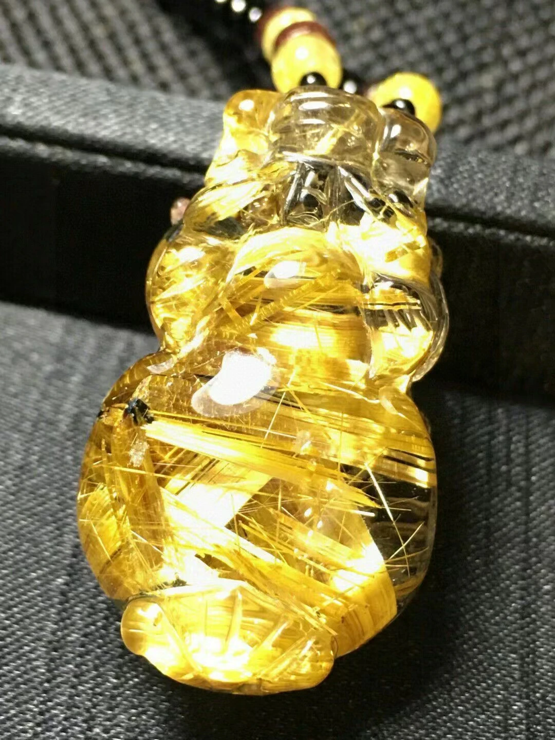 Natural Gold Rutilated Quartz Pi Xiu Pendant Rutilated Quartz Jewelry 35*21*15mm Bead Men Women Brazil AAAAAAA