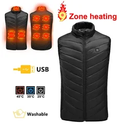 PHMAX chaleco calefactable invierno cálido senderismo chaqueta calefactable chaleco deportes al aire libre hombres esquí calefacción ropa térmica USB 9/2 lugares