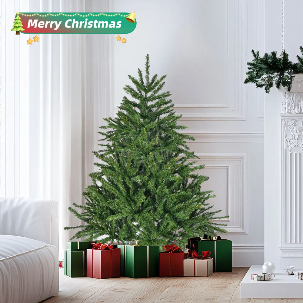 4.5 Ft Premium Hinged Spruce Artificial Christmas Tree, 663 Tips, Metal Stand, Easy Assembly, Ideal for Indoor Holiday Decor.