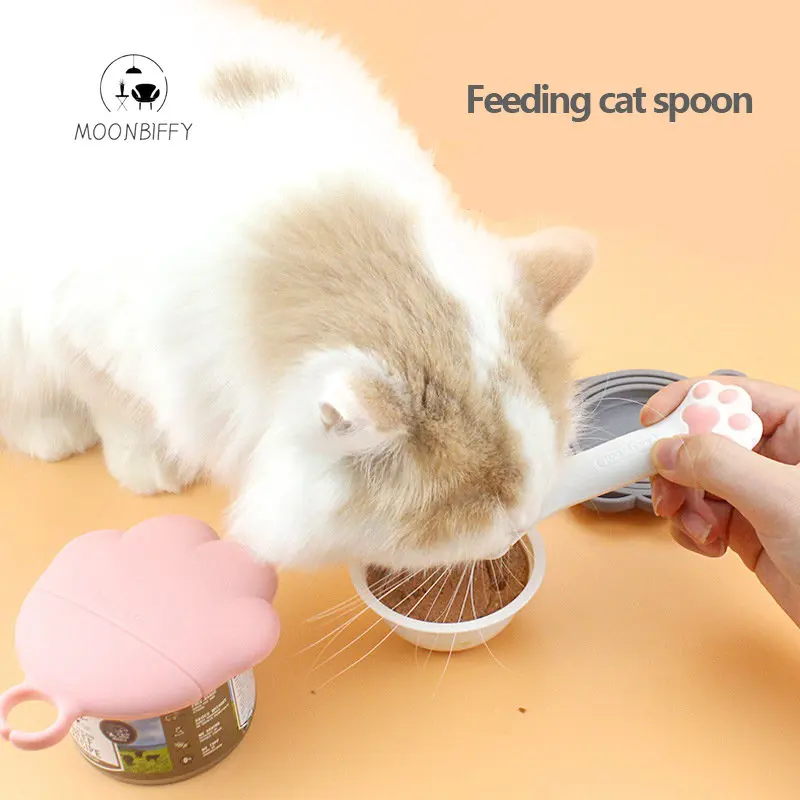 Pet Multifunctional Can Opener Spoon Wet Food Mixing Spoon Silicone Cat Can Sealing Cover Food Storage Dog Accessory