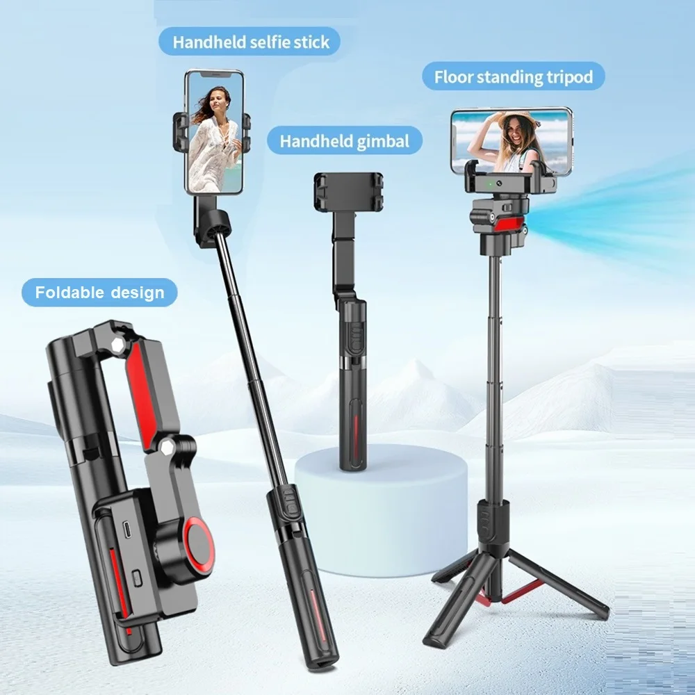 Wireless Remote Control Rotation Selfie Stick Auto Facial Tracking Gimbals Anti Shake Stabilizer for Mobile Phone Video Record