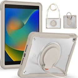 Hybrid Stand Case For iPad 10.2 2021 2020 2019 7th 8th 9th Generation Heavy Duty Rotatable Cover With Handle Grip Shoulder Strap