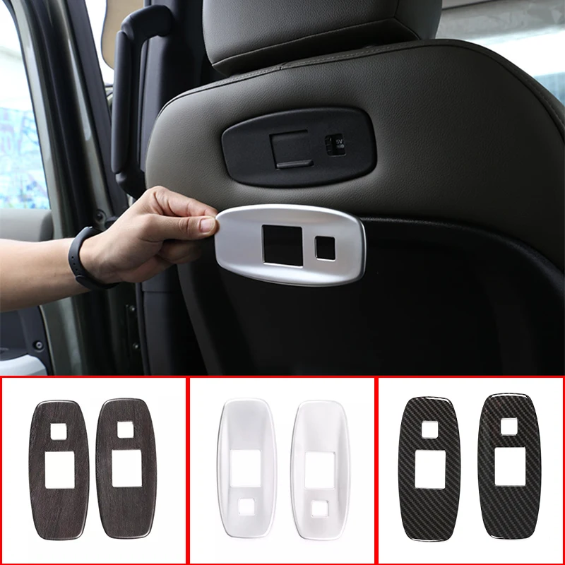 ABS Chrome Carbon Fiber Car Seat Back USB Port Panel Frame Cover Trim Sticker For Land Rover Defender 90 110 2020 2021