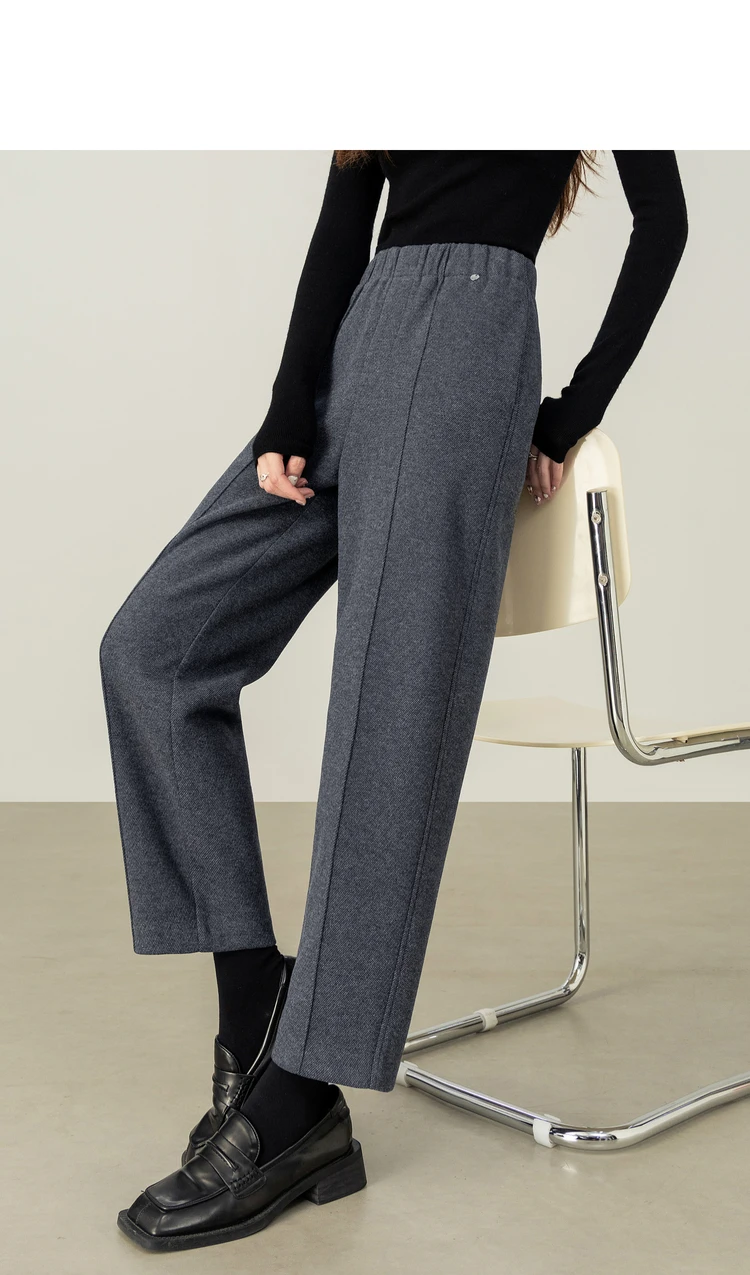 SENTUBILA Acetate Wool Blend Women's Pant 2026 Winter Harem Trousers Elastic Waist Slim Casual Versatile Bottoms 154K58798