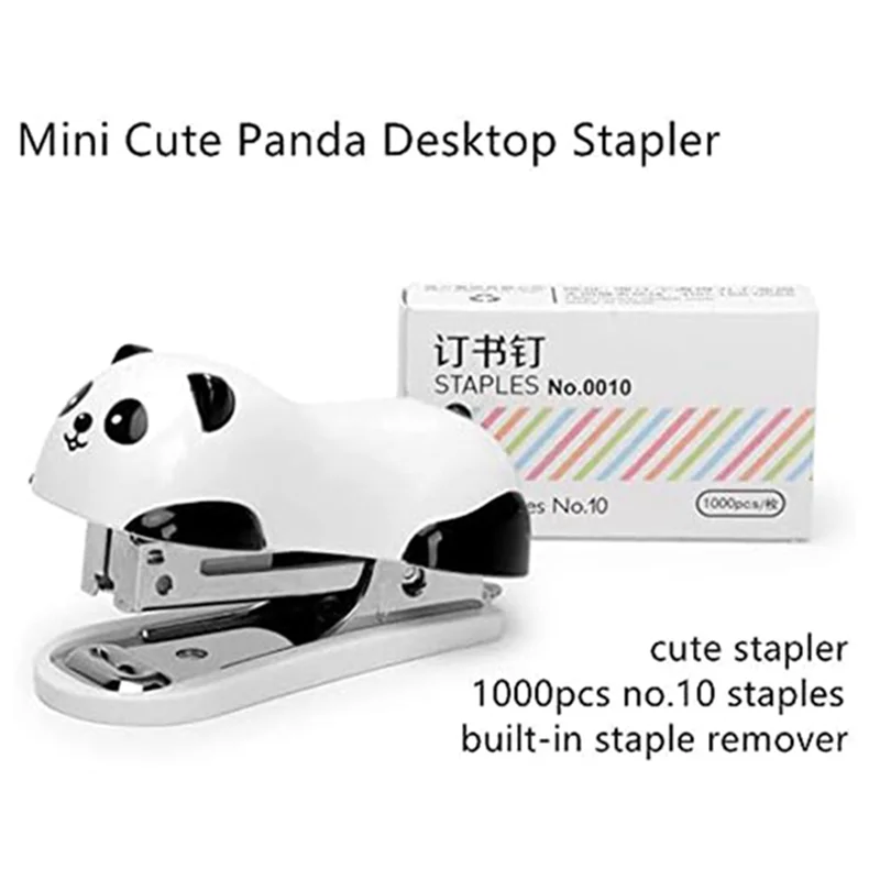 4 ชิ้น Panda Desktop Stapler Stapler สําหรับ 12 แผ่น, เครื่องเย็บกระดาษ 4000 ชิ้นเบอร์ 10 Staple & Built-In Staple Remover