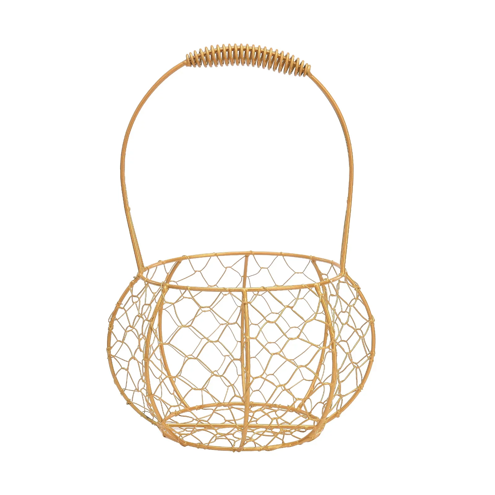 Gold Iron Storage Baskets Creative Flower Girl Basket With Handle Party Wedding Ceremony Home DIY Decoration