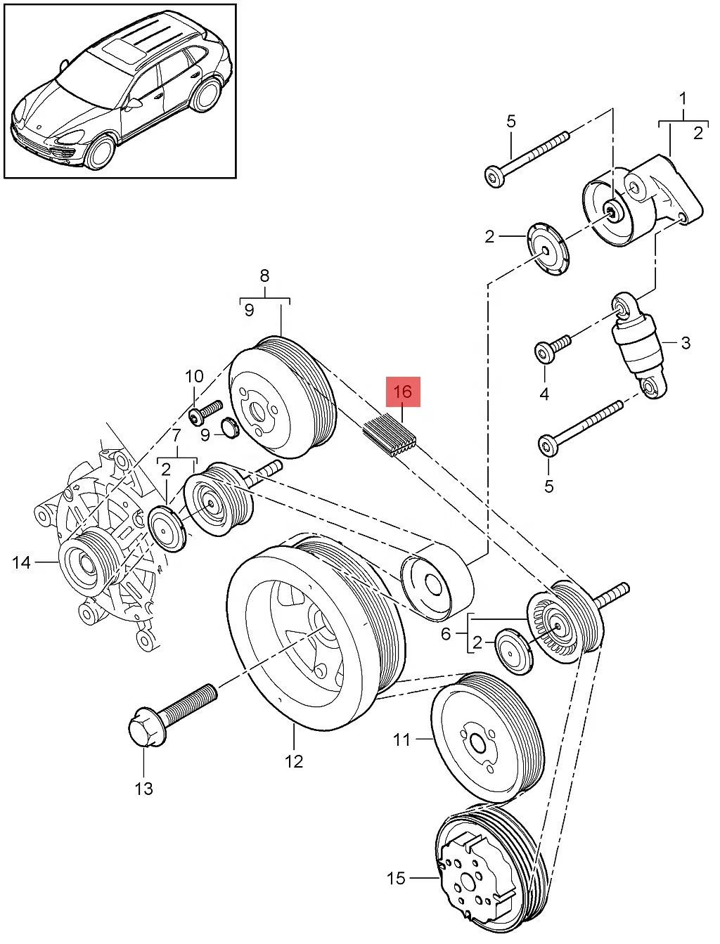 OE 7PP903137 95510225100 детали двигателя ремень двигателя для Porsche 970 Panamera & Cayenne 2010-2016 92A 2007-2018 7 DPK 2880