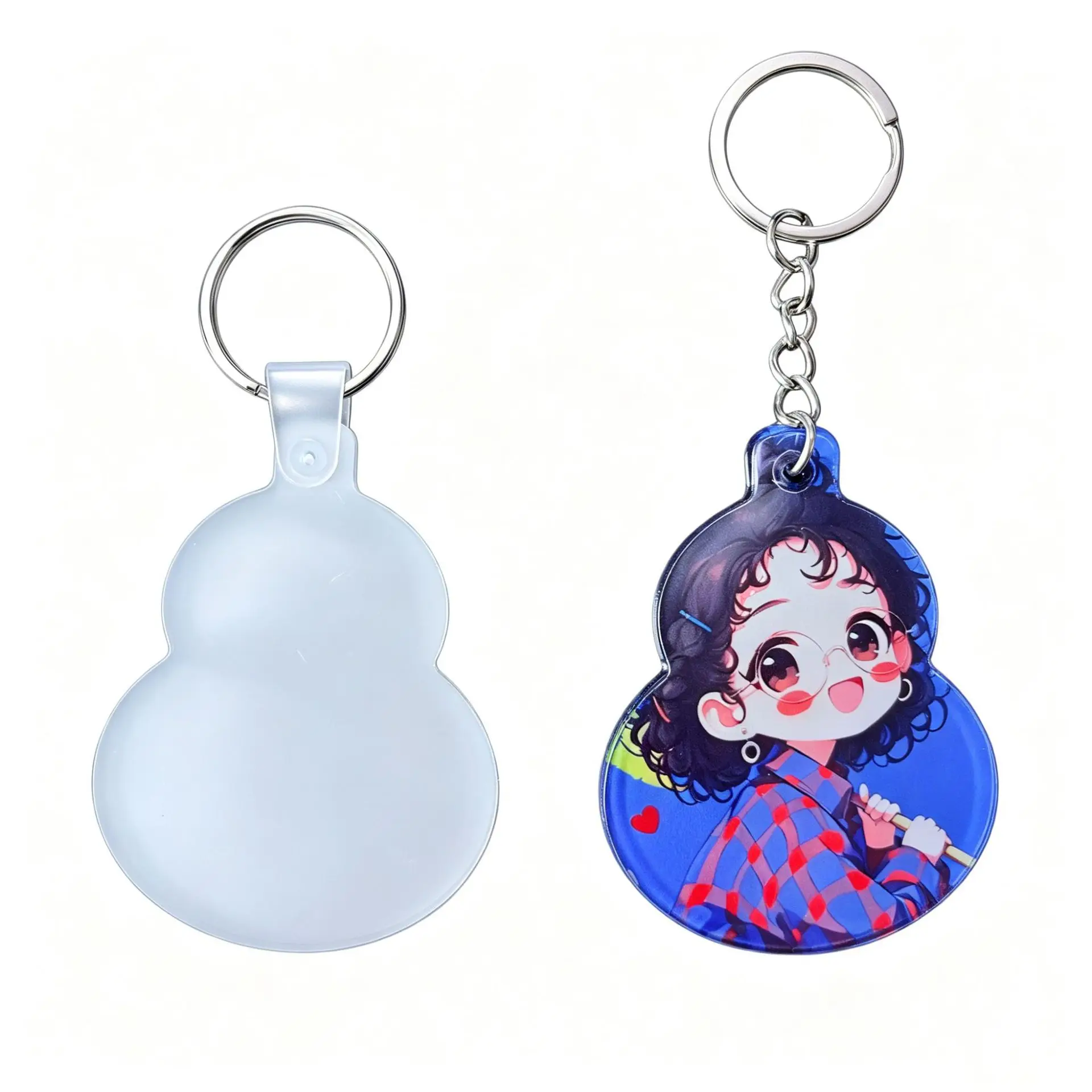 50-sets-gourd-shaped-sublimation-acrylic-picture-frame-keychain-diy-keyholder-for-key-bag-decoration-gifts