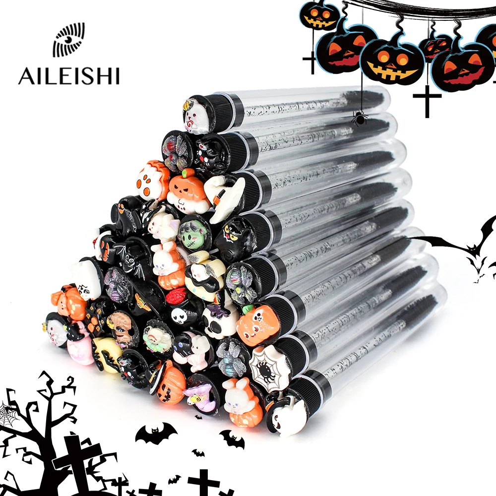 10/50개 재사용 가능한 속눈썹 브러쉬 할로윈 튜브 마스카라 완드 - 튜브가 있는 무서운 & 귀여운 속눈썹 완드 눈썹 브러쉬 교체 가능