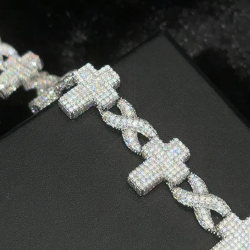 TUHE High Quality Classic Unisex Cross Bracelet Moissanite For 925 Silver Bracelet Hip Hop Jewelry Gift