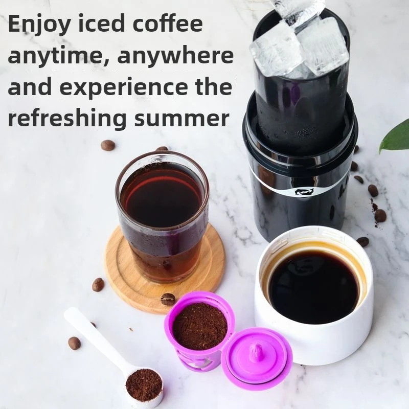180mL 대용량 휴대용 캡슐 커피 머신 따뜻한 것과 차가운 양조 커피 떨어지는 아이스 드립 포트 청소가 용이함