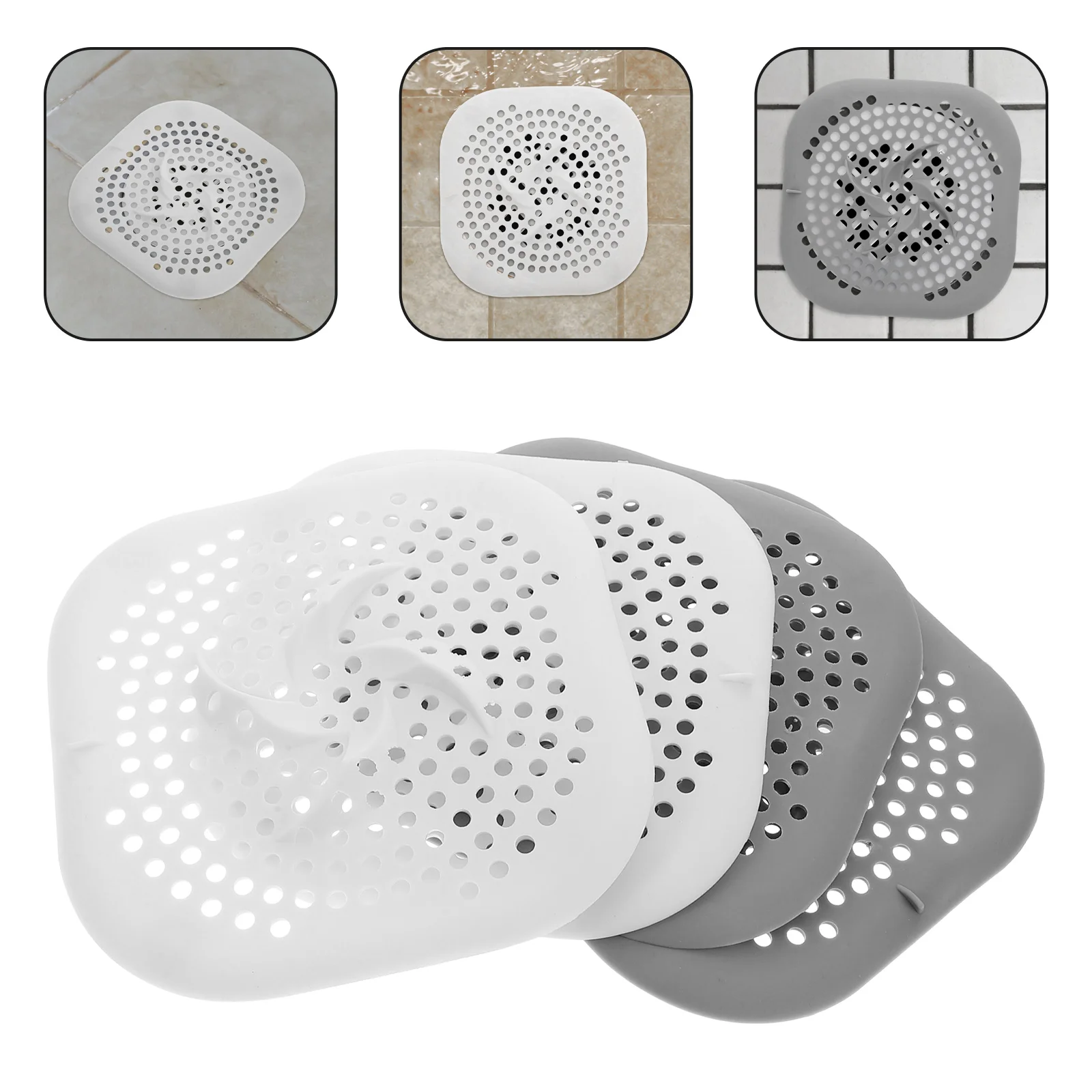 

4pcs Silicone Drain Cover Bathroom Hair Catcher Anti-Clogging Sink Strainer Odor Prevention Multi-Functional For Bathroom