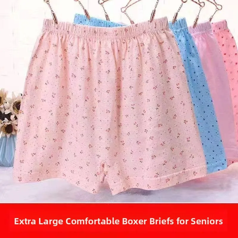 High Waist Cotton Underwear for Women Breathable Comfortable plus Size Flat Angle Pants Loose Fit Home Shorts for Elderly