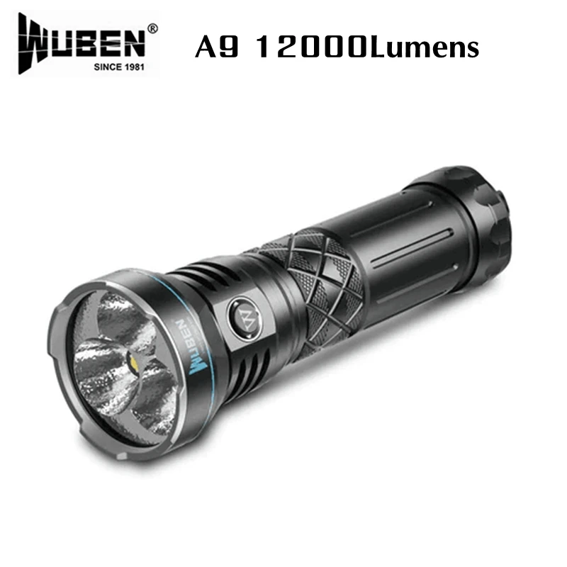 WUBEN A9 Ultra-Bright Flashlight 12000Lumens Hard Light Waterproof Rechargeable Tactical Torch For Outdoor Camping Hunting Light