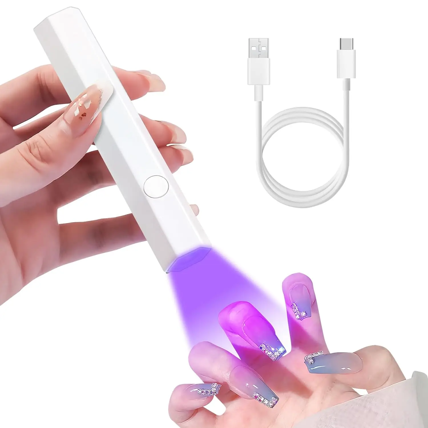 Handheld Portable Mini Nail Dryer Lamp UV LED Nail Light For Curing All Nail Gel USB Rechargeable Nail Art Tool Home Travel Use