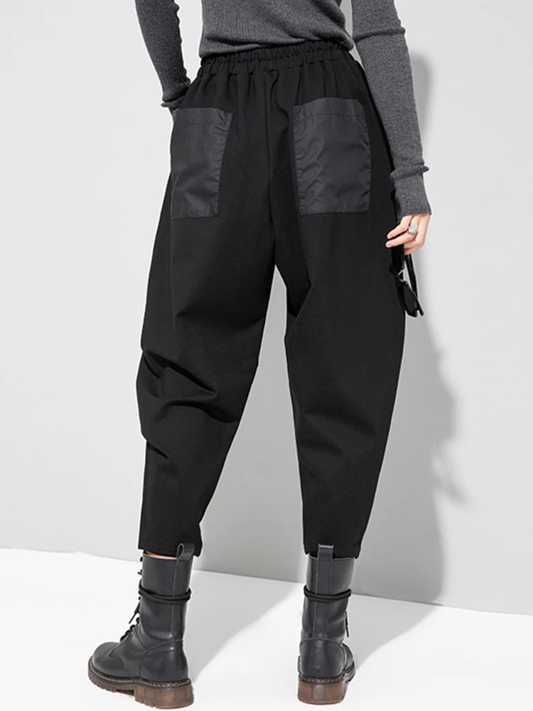 Amax luluE Spring Patchwork Womens Loose Punk Trousers Fashion Vintage Leisure Pantalons 2025 Cotton Gothic Harajuku Harem Pants