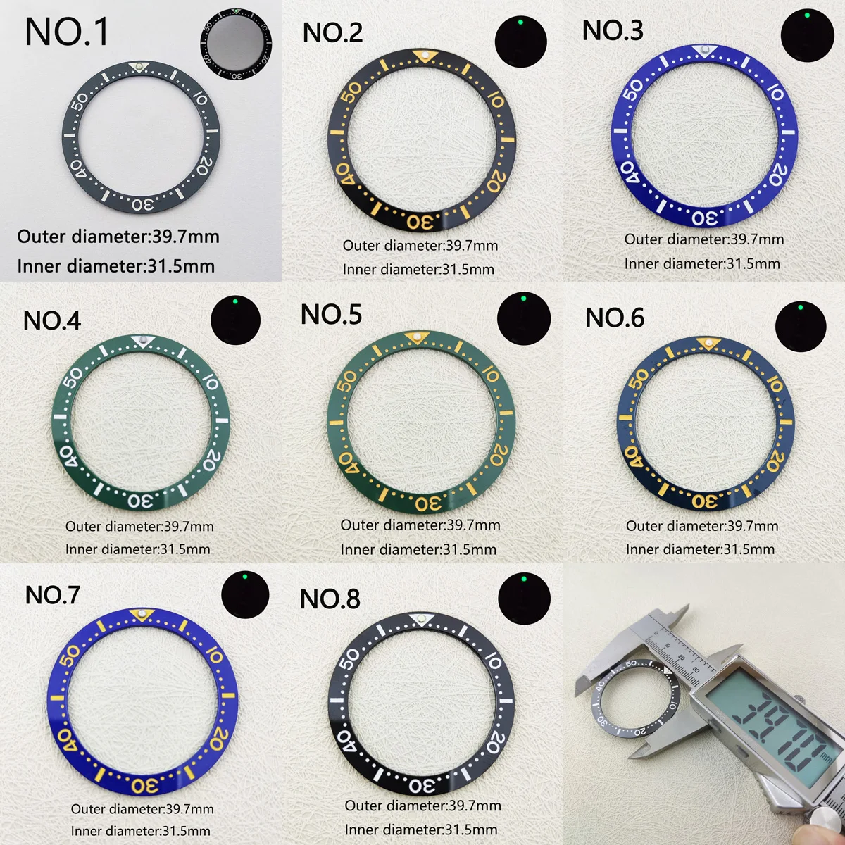 Flat Ceramic Bezel Insert 40mm 39.7mm*31.5mm Watch Replacement Watch Accessories Watch Parts Luminous Ring Stick all