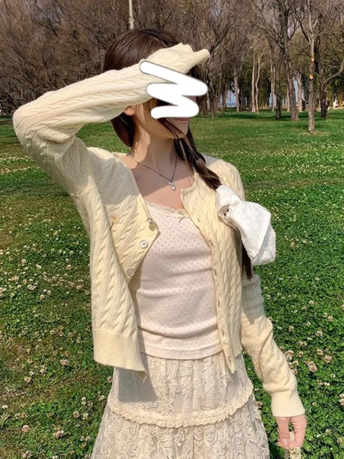 

Korean Sle round Ne Knitted Open Cardigan Women's Early Autumn Faion Slim ort Versatile Beautiful Small Top