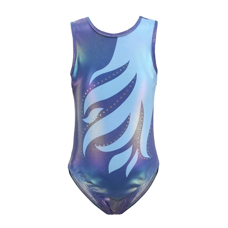 Children Girls Sparkly Gymnastics Leotard Stage Performance Costume Kids Training Dancewear Unitard 5-14 Years