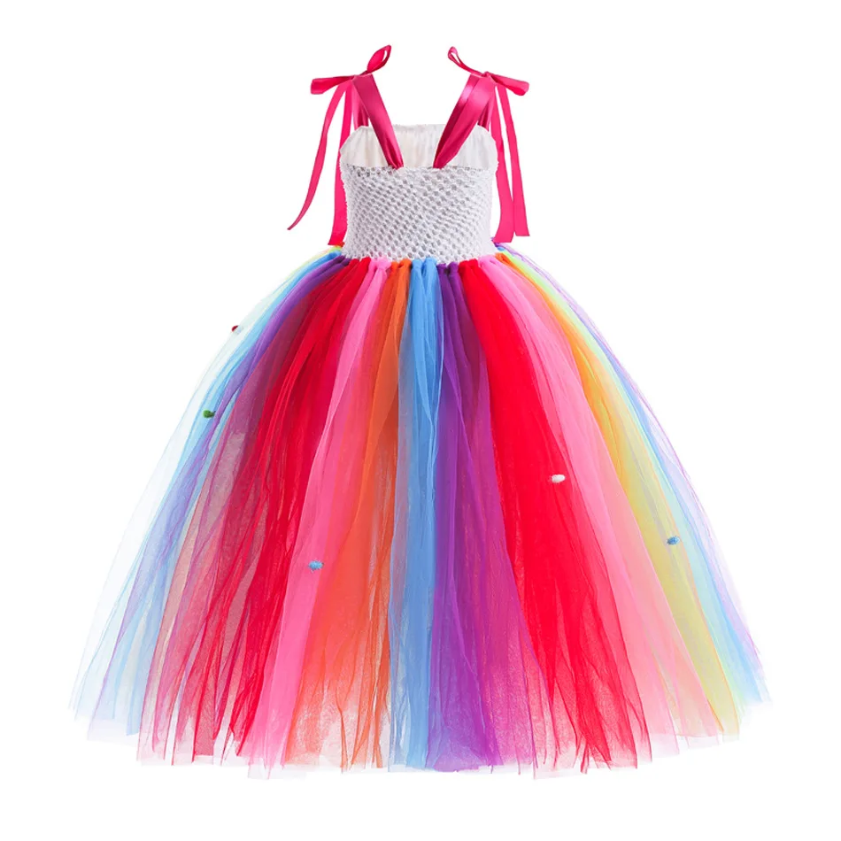 Girls Candy Dress Children Rainbow Lollipop Tulle Tutu Kids Holiday Stage Performace Costume Christmas New Year Princess Frocks