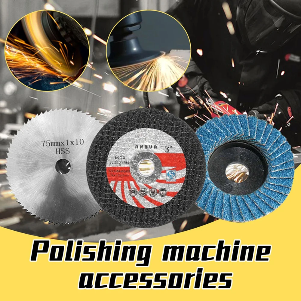 6Pc 75mm Cutting Disc Saw Blade 10mm Bore Angle Grinder Attachment Cutting Polishing Disc Flat Flap Grinding Wheel Sanding Pad