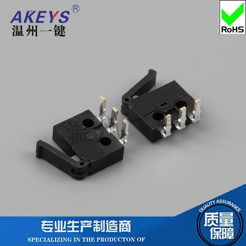 20 pcs KFC-W-13W Micro Limit Switch Game Switch Detection Key Three-legged Bend Foot Import Positive and Negative