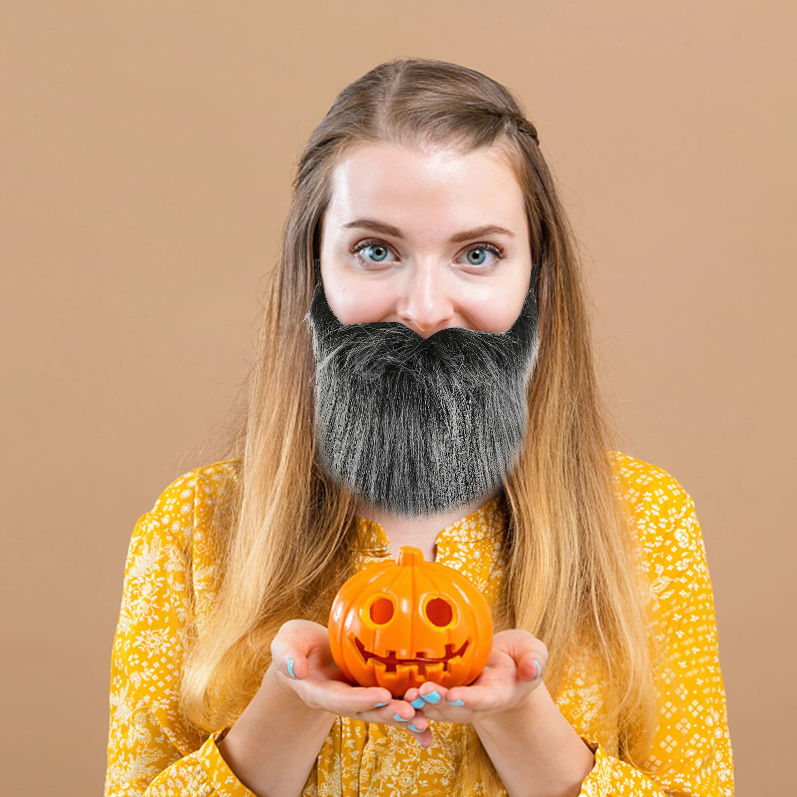 

2 Pcs Fake Beard for Halloween Performance Cosplay Realistic Hair Men's Short Lifelike Cloth Beards Elder
