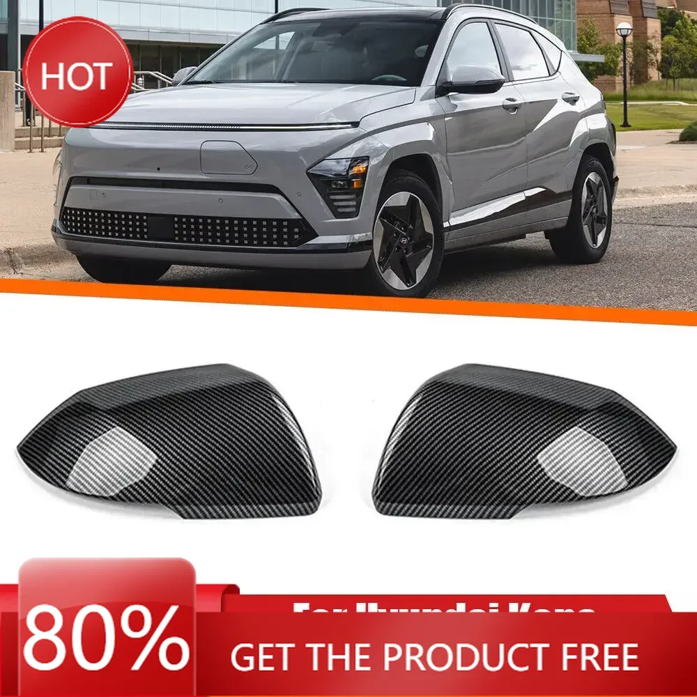 

Mirror Covers For Hyundai Kona 2024 2025 Car Sticker Rearview Side Mirror Cover Wing Cap Exterior Door Rear View Case Trim Carbo