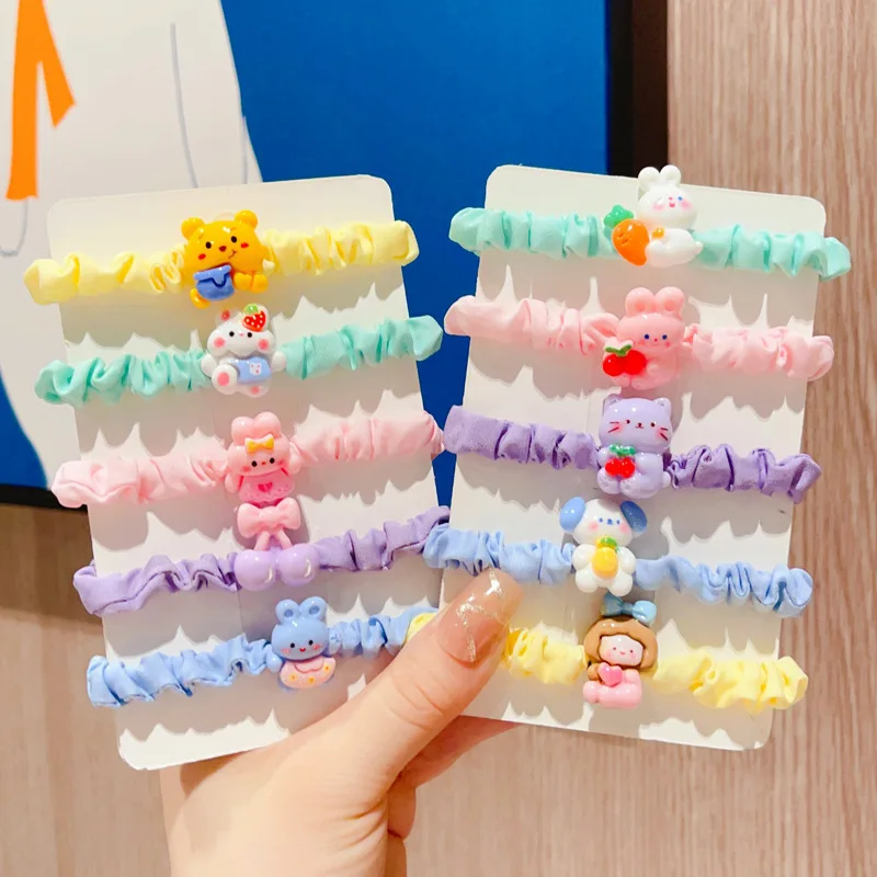 10pcs Set Sanrio hello Kitty Hairband Anime Character Cartoon Fashionable Girl High-elasticity Small Long Loop Hair Elastic Gift