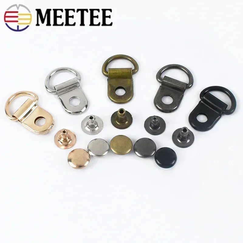 Meetee 10/30/50Sets 9*14mm Metal Buckles Bag Side Clip Buckle D Ring Copper Carabiner Shoes Strap Snap Hook Leather Accessories