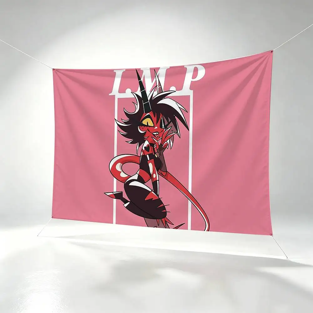 H-Helluva Boss Millie Flags Wall Hanging Background Art Banner for Bedroom Home Outdoor Decor