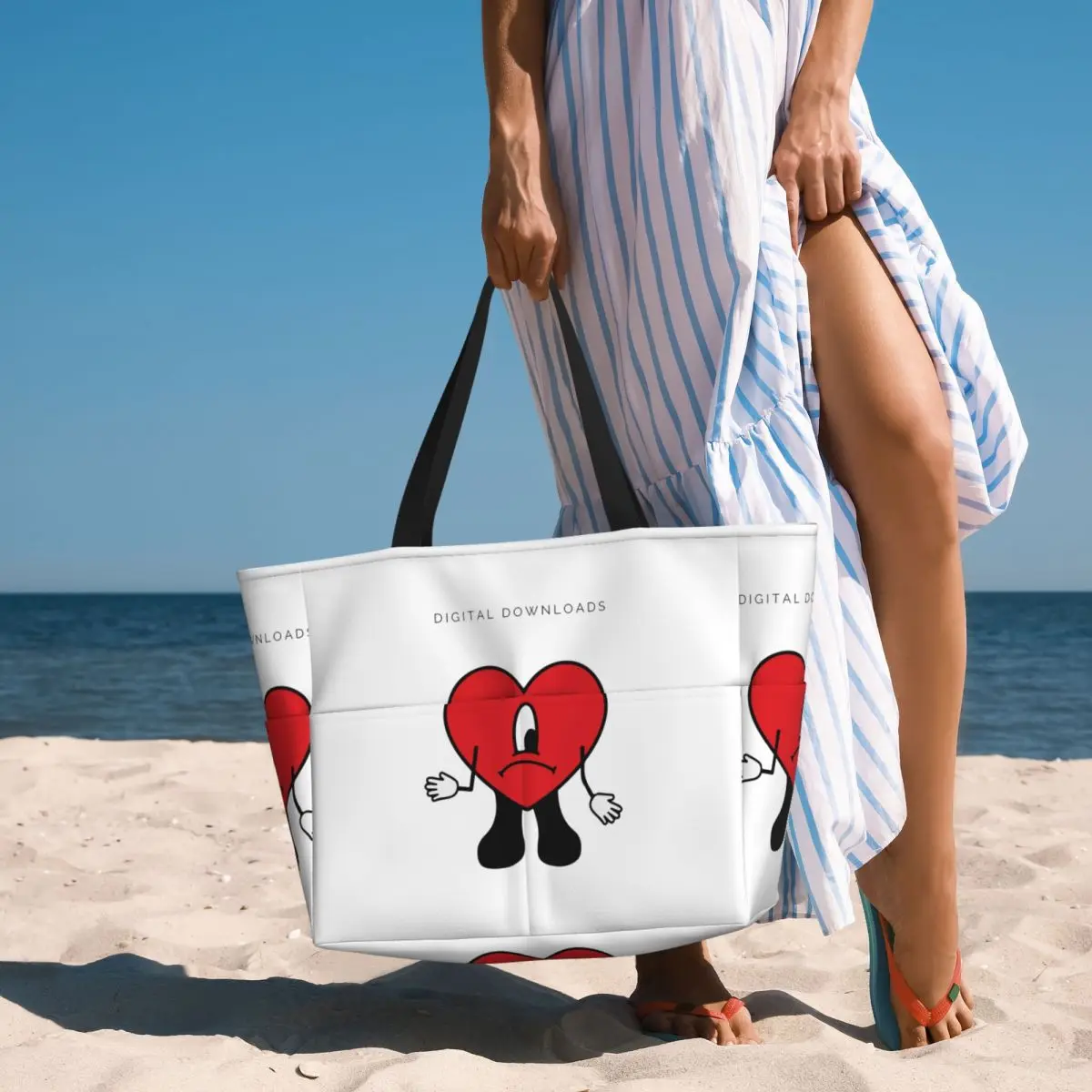 Bad Bunny Rapper Reggaeton Artist Beach Tote Bag Sport Gym Yoga Duffle Large Tote Bag Women Travel Bag Fitness bag