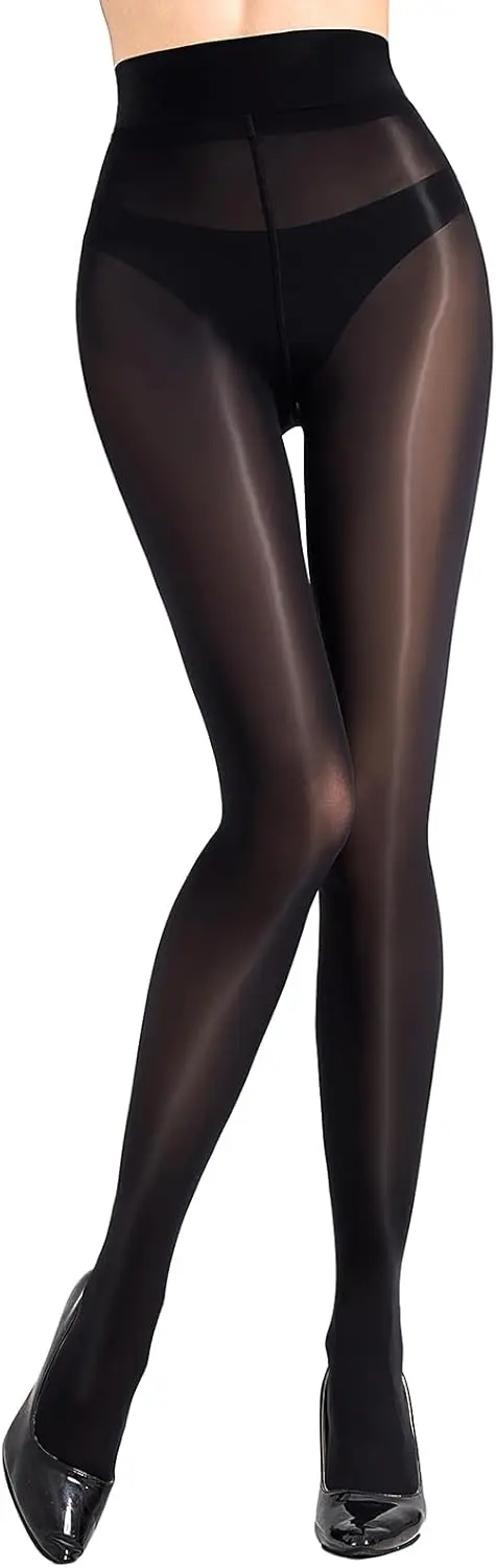 

Shiny Pantyhose for Women 40D Sheer Shimmer Tights High Waist Silk Oil Glossy Shimmery Stockings