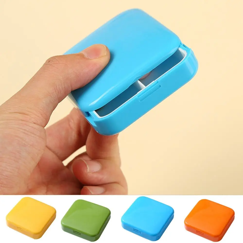 Creative Plastic Push-Pull Pill Box Two-Compartment Square Small Medicine Box Candy Color Dust-Proof Pill Cases Home