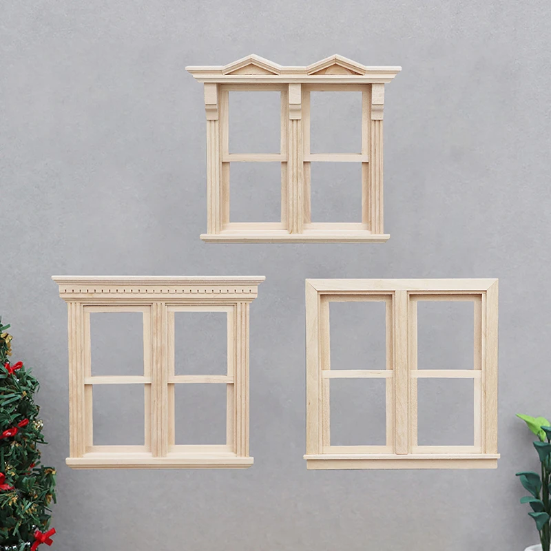 Ventana deslizante en miniatura para casa de muñecas, muebles de decoración, modelo de juguete, accesorios, 1:12