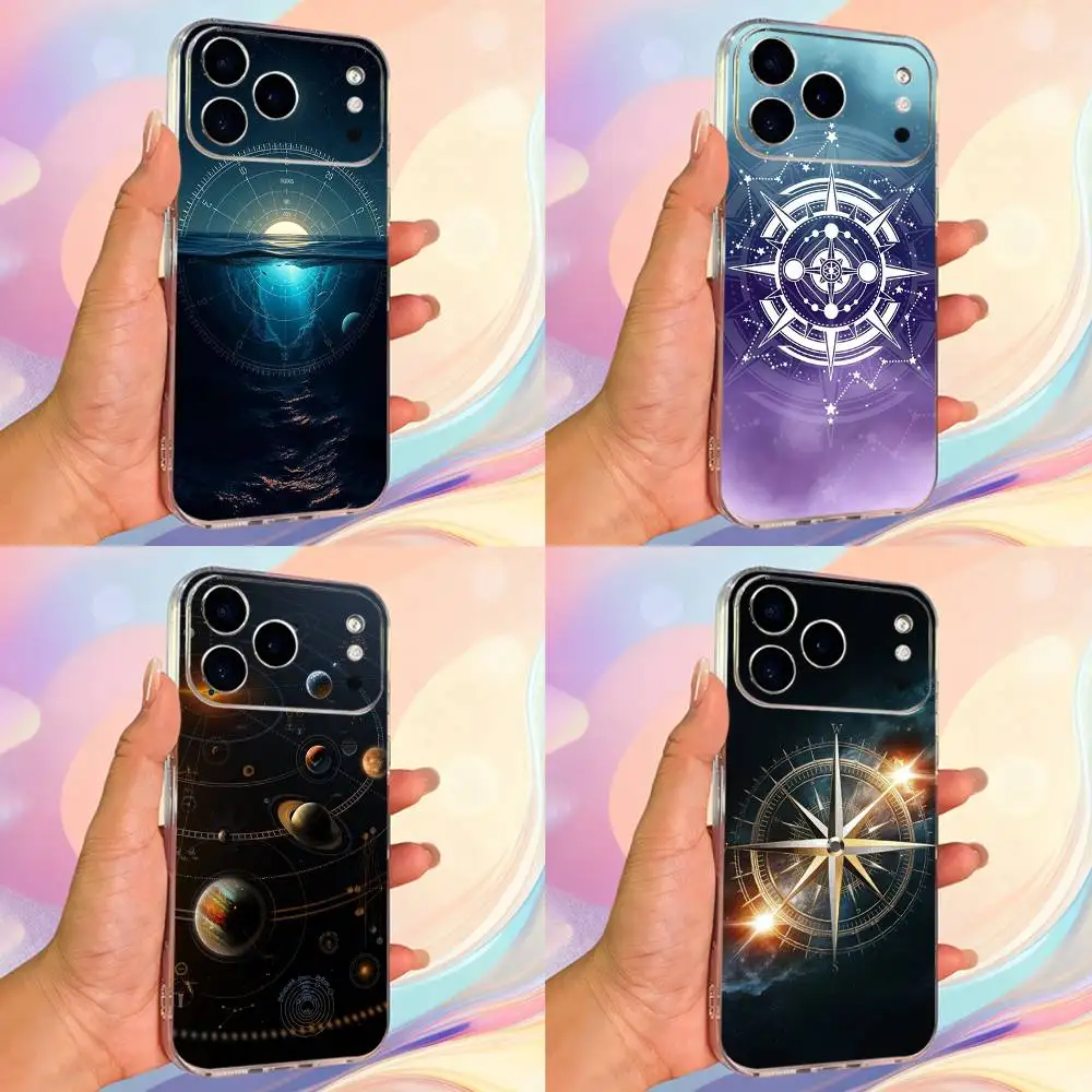 

Cool Compass Art Phone Case For iPhone 14,13,12,11,17,16,15,Pro,Max,Plus,X,XS,XR,SE,Mini Transparent Soft Cover