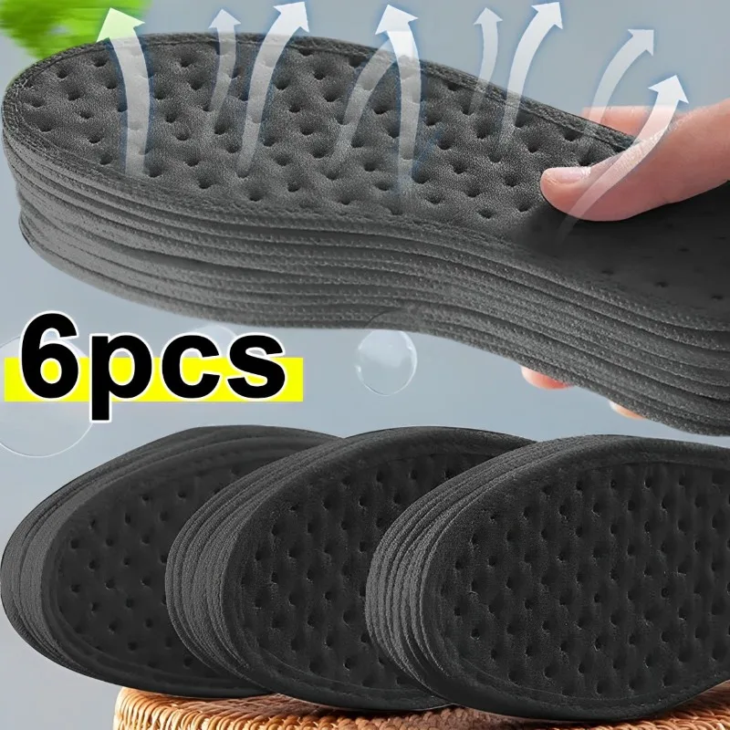 Deodorant Foot Insoles Bamboo Charcoal Insert Absorb-Sweat Mesh Breathable Thin Sport Shoe Pad Suction Perspiration Insole