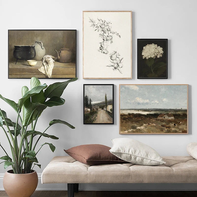 Frameless 1pc Canvas Print French Country Landscape Floral Oil Paintings On Posters Gallery Wall Picture Decor Vintage Kitchen D