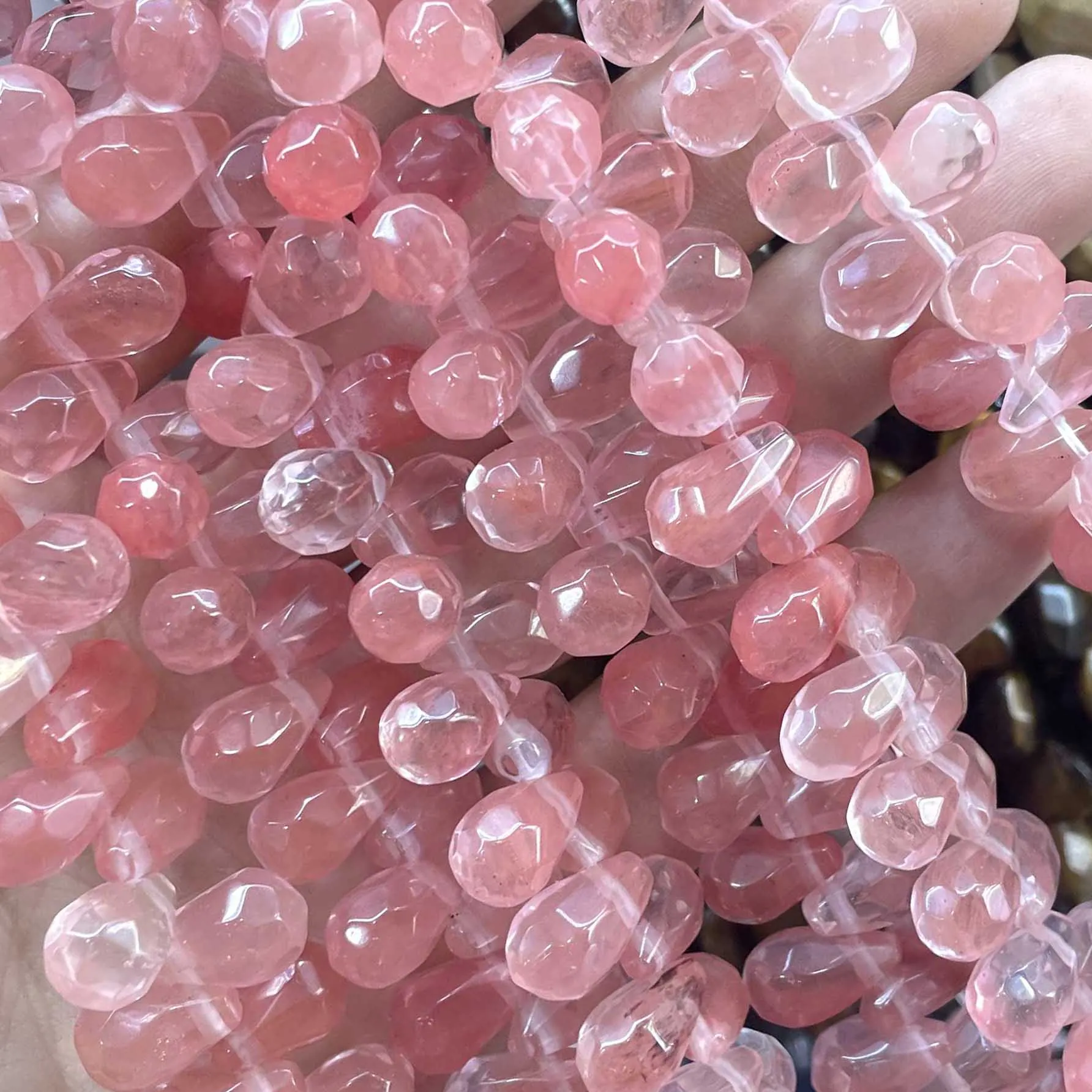 Naturstein facettierte Wassertropfen-Perlen aus Labradorit, Achat und Türkis für die Schmuckherstellung, DIY-Armband und Halskette – Detail 24