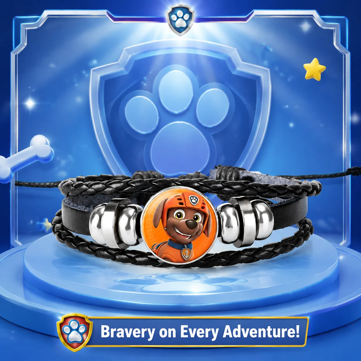 Leather Bracelet - Paw Patrol Time Gem 가죽 팔찌